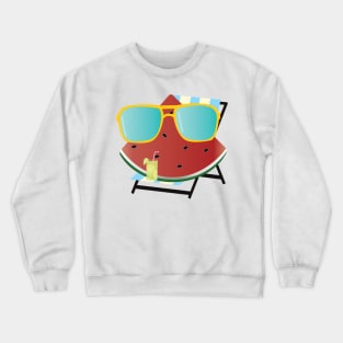 Funny Watermelon with sunglasses illustration Crewneck Sweatshirt